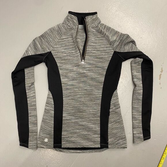 Athleta Snowscape Gray Quilted Half Zip Pullover Size XS Tall - Picture 14 of 15
